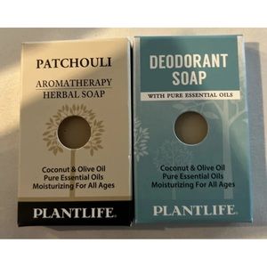 Plantlife Patchouli and Deodorant Soap 100% Essential Oils 2 Pack